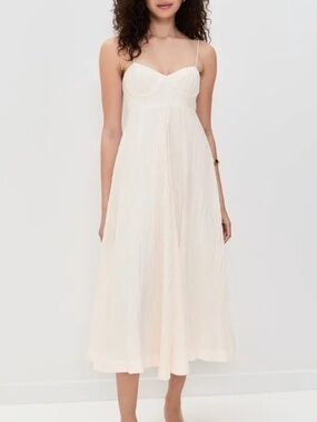 NWT AMUR Jill Midi Dress in Sea Salt